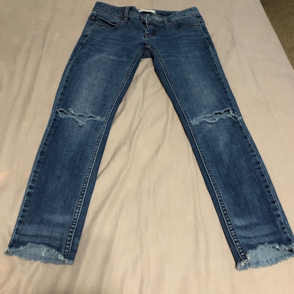 Free People Frayed Hem Crop Jeans